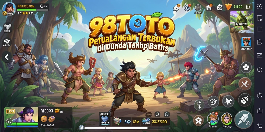 Screenshot gameplay 98TOTO menampilkan petualangan eksplorasi dunia terbuka.