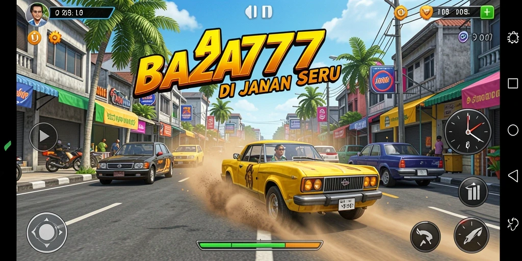 Screenshot utama A7777 menampilkan aksi balapan yang mendebarkan.