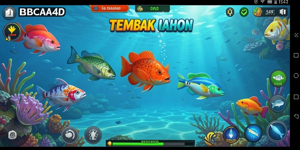 Tampilan gameplay BBCA4D yang seru saat menangkap ikan.