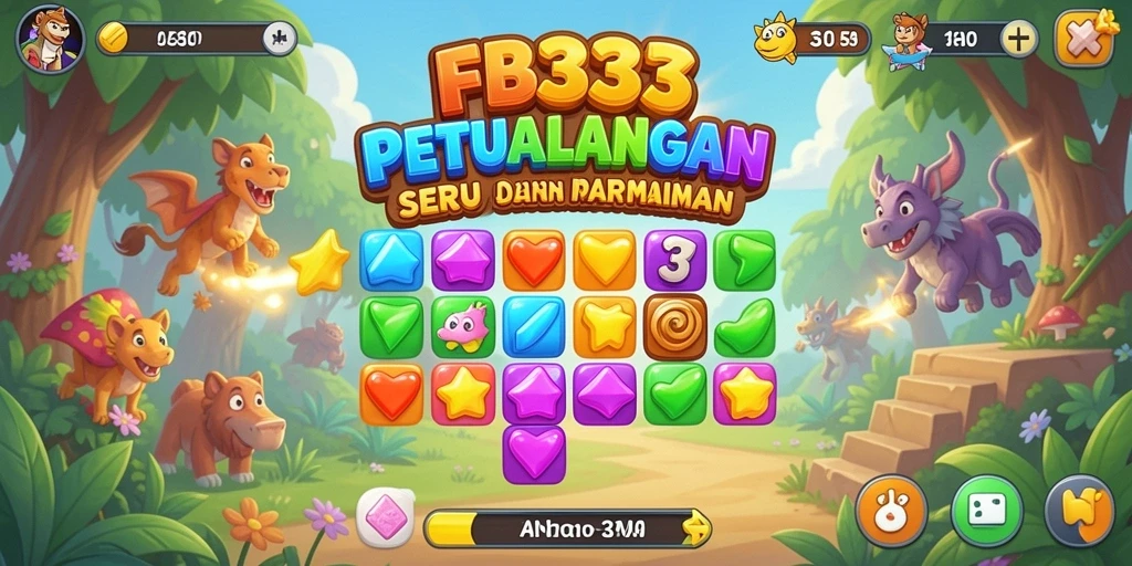 Tampilan gameplay FB333 dengan keseruan mencocokkan permata.
