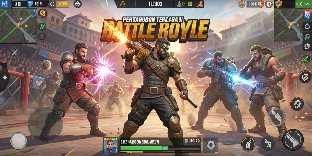 Gameplay seru di <strong>FILTER303</strong> dengan pertempuran intens di arena.