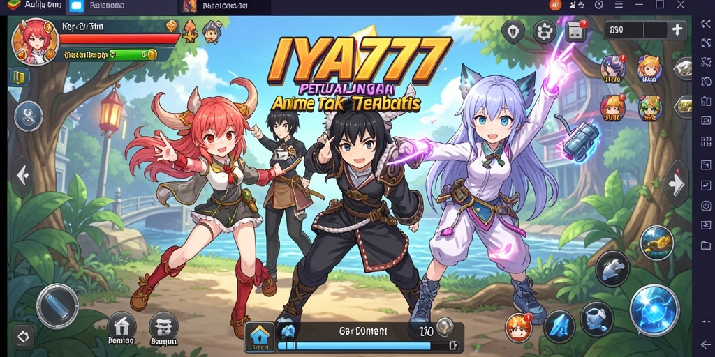 Tampilan gameplay IYA777 yang menampilkan karakter anime aksi.