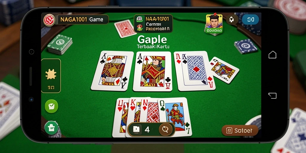 Tampilan gameplay seru dari NAGA1001 menunjukkan pertarungan kartu Gaple.