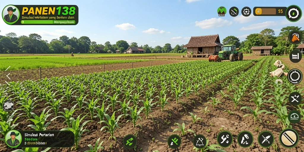 Screenshot gameplay PANEN138 menampilkan aktivitas bertani yang seru dan interaktif.