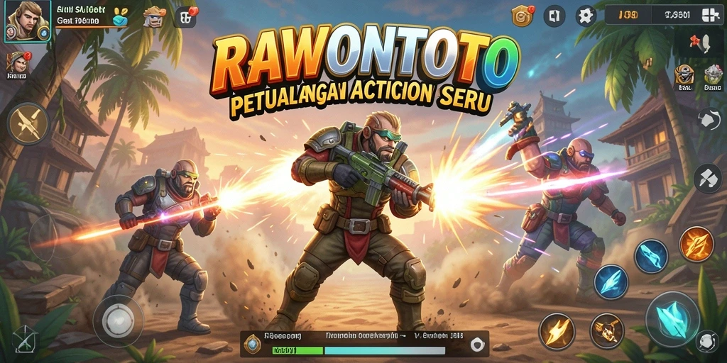 Tampilan gameplay seru RAWONTOTO dengan aksi mendebarkan.