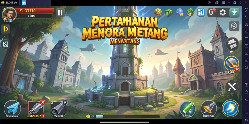 Tangkapan layar menampilkan aksi gameplay menara dalam SLOT138.