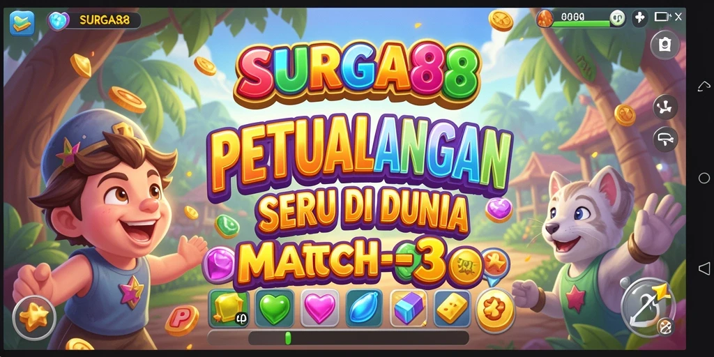 Tangkapan layar gameplay <strong>SURGA88</strong> yang menunjukkan aksi seru dalam permainan Match-3.