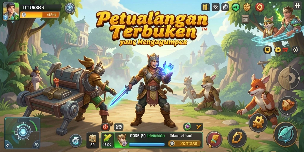 Screenshot gameplay TTT888 menampilkan petualangan di dunia terbuka.